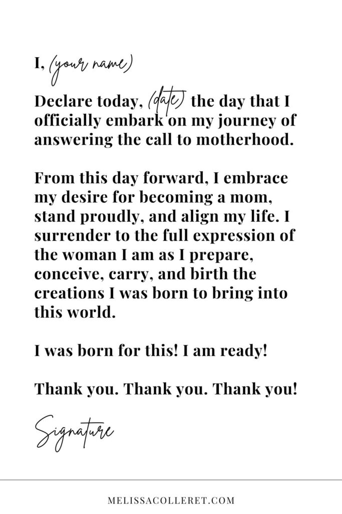 Motherhood Declaration Letter