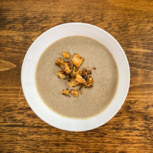Dairy-Free Mushroom Soup with Truffle Croutons