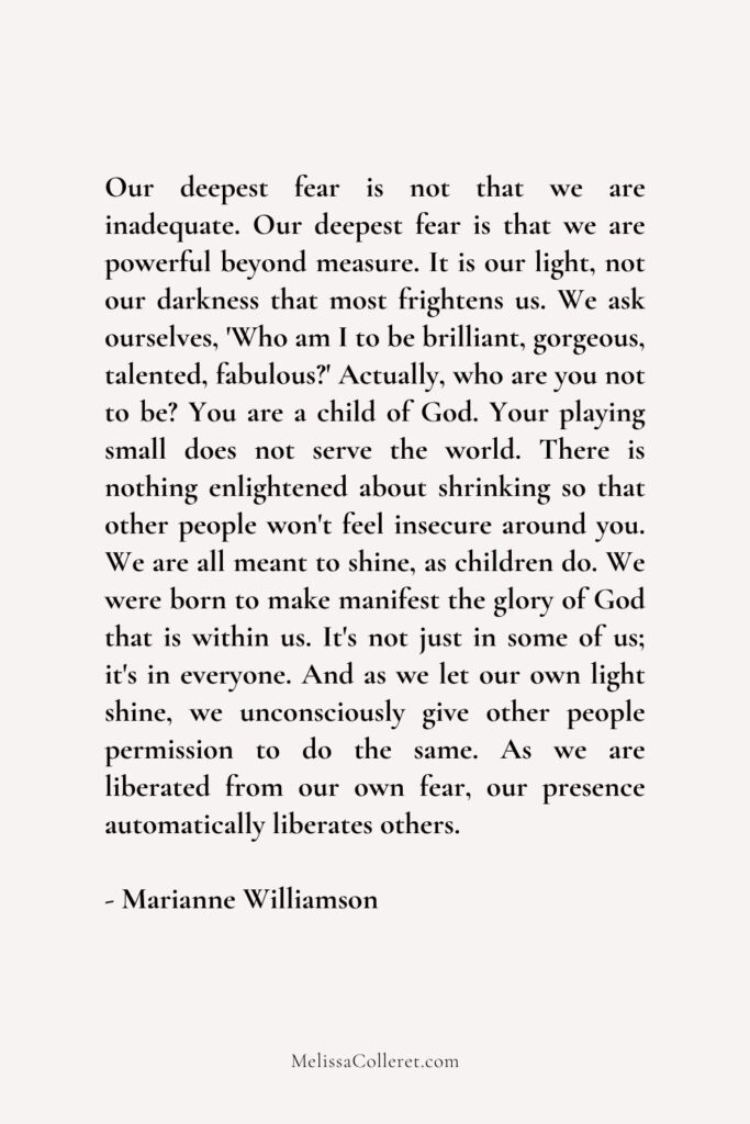 Our Deepest Fear Quote by Marianne Williamson